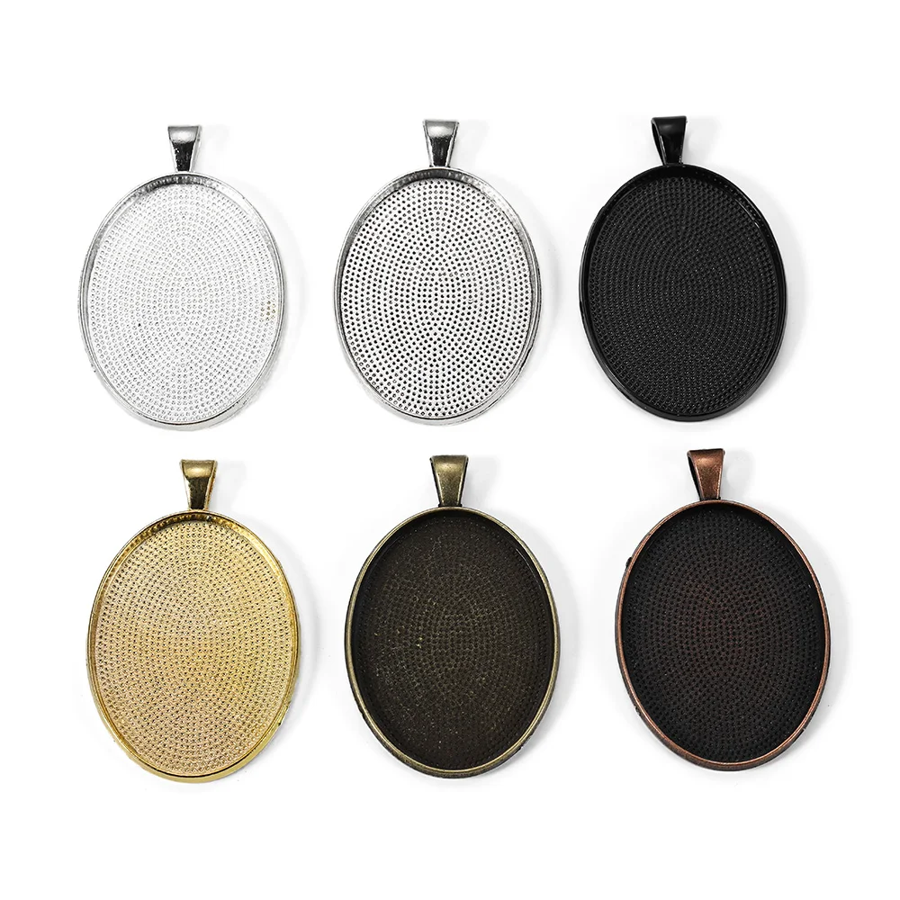 

5Pcs/lot 30*40mm Metal Plated Pendant Blank Settings Cabochon Base Cameo For DIY Jewelry Making Findings Supplies Accessories