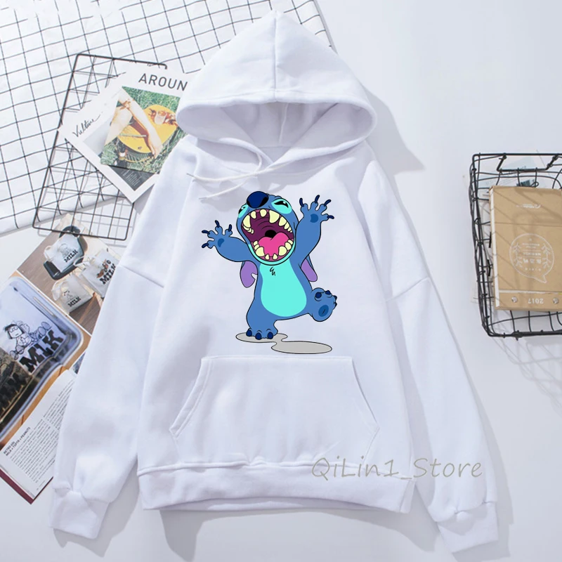 Funny Kawaii Lilo and Stitch printed women’s sweatshirt unisex hat hoodies winter sweat femme clothes harajuku hoody oversize