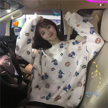 

Spring Cartoon Animal Casual Loose Sweatshirts Women O Neck Long Sleeve Streetwear Oversized Hoodie Winter Sweatshirt Female