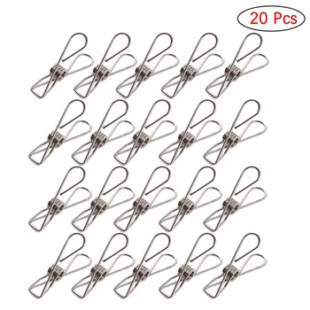 

20Pcs Multi-Purpose Heavy Duty Stainless Steel Wire Clips for Outdoor Indoor Drying Home Clothespins Kitchen Tools Fastener
