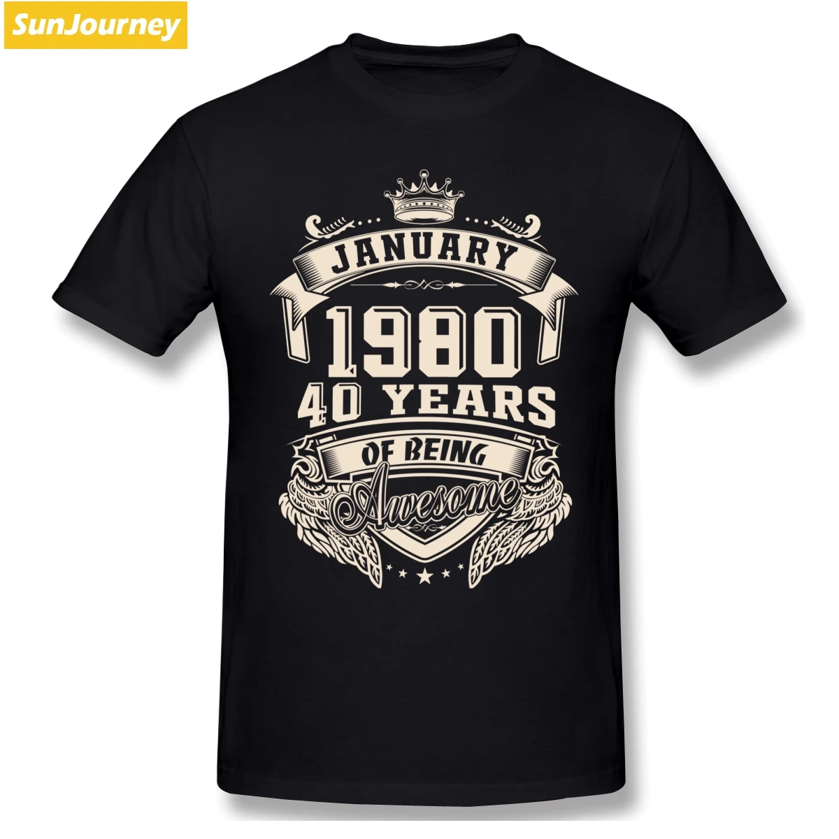 Born In January 1980 40 year Of Being Awesome футболка для мужчин размера плюс хлопок Crewneck короткий рукав на заказ Мужские Футболки s