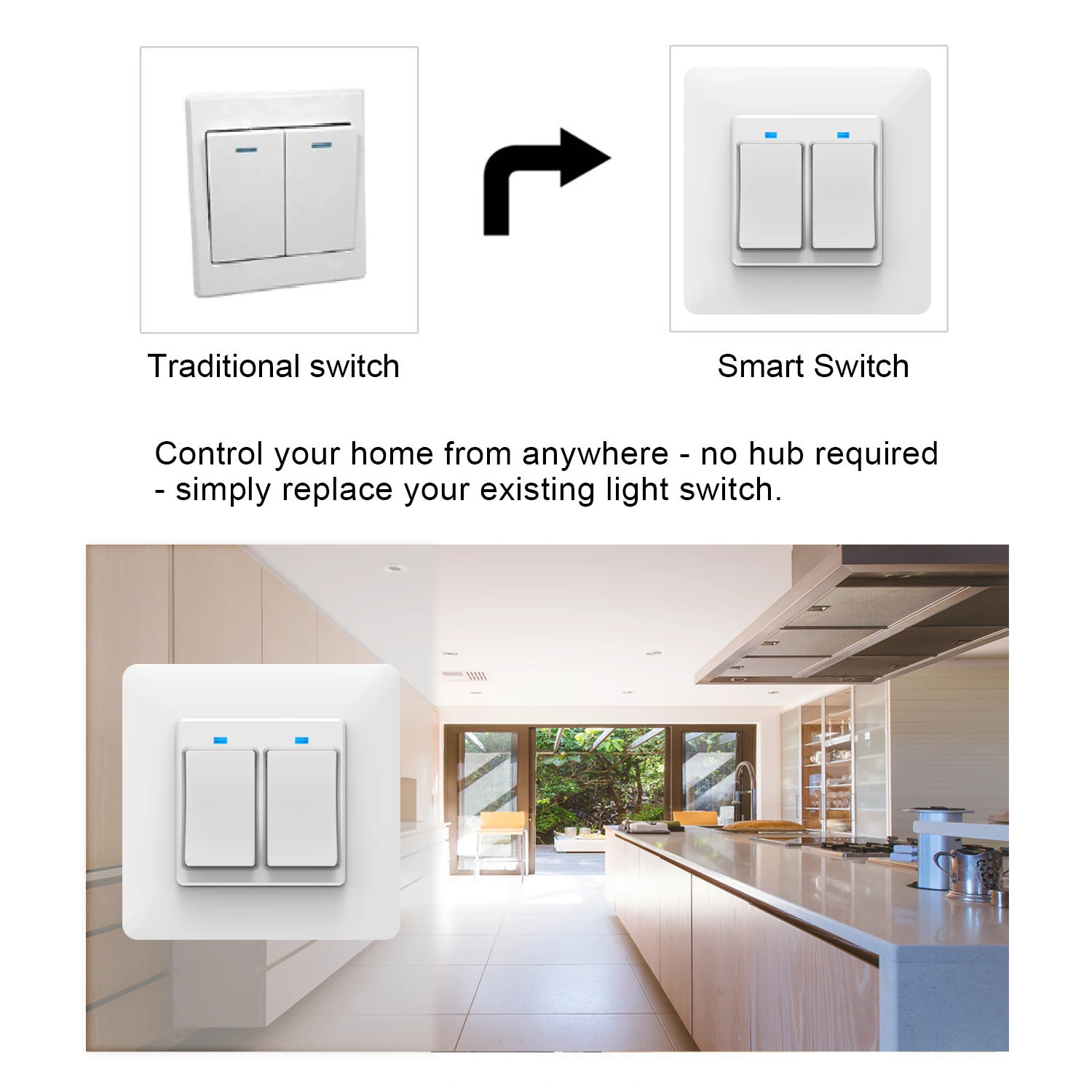 WiFi DE Smart 2 банда кнопочный переключатель съемный и съемный Смарт жизнь туя пульт дистанционного управления работать с Alexa Google Home