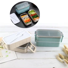 Коробка бэнто для микроволновой печи пшеничная соломенная детская коробка для ланча герметичная Bento Ланч-бокс для детей школьный контейнер для еды с палочками для еды