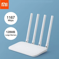 Xiaomi roteador wi fi mi 4, repetidor, dual band, 1167mbps, 2.4 ghz, 5ghz, 802.11ac, quatro antenas, controle por app, roteador sem fio gigabit