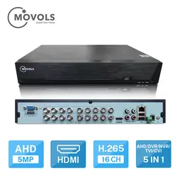 MOVOLS DVR 16CH видеорекордер наблюдения для AHD аналоговая камера IP камера Onvif P2P 5MP H.265 SATA поддержка установки 2шт видеорегистратор с жестким диском