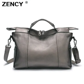 

ZENCY 100% Genuine Cow Leather 2020 Women's Handle Bags Ladies Shopping Large Casual Handbags Nature Cowhide Messenger Tote Bag