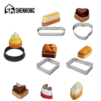 

SHENHONG Cheese Mousse Cake Mold French Dessert Various Stainless Steel Tart Ring Pizza Mould Fruit Cream Pie Pan Bake Tools