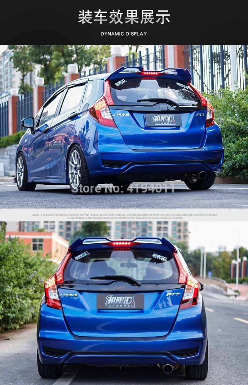 Для Honda Fit Jazz ABS Пластик Неокрашенный Грунтовка Цвет задний багажник на крыше крыла спойлер автомобиля для укладки волос