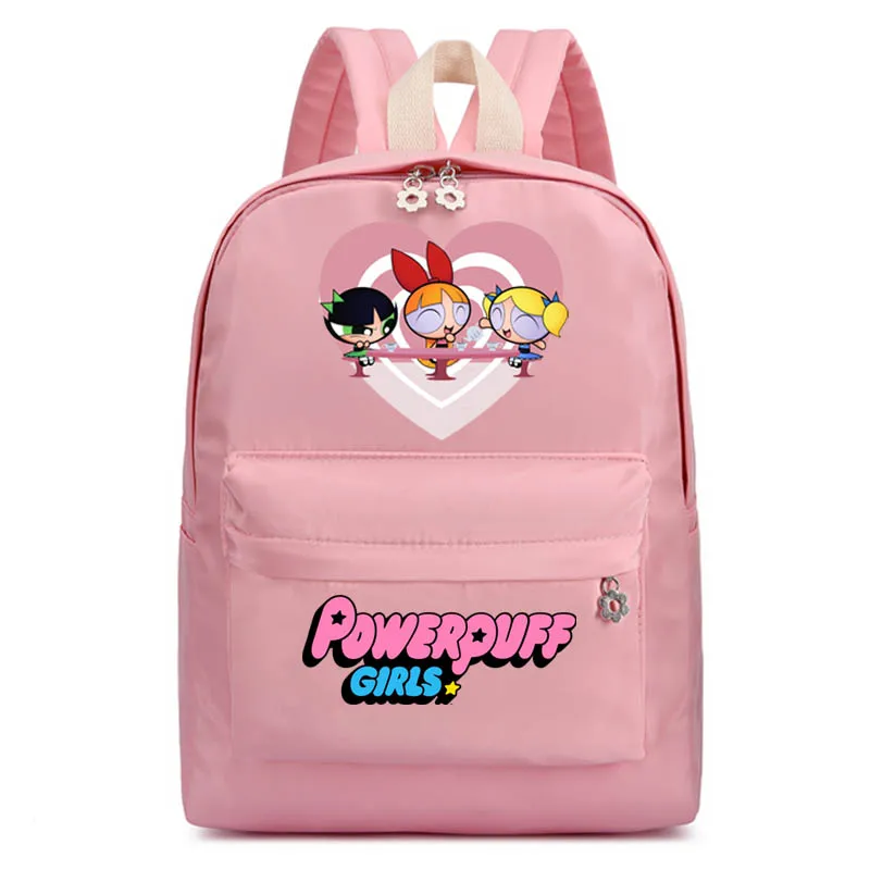 Школьный рюкзак Powerpuff для девочек и мальчиков, легкий шикарный рюкзак с принтом - Цвет: style9 pink