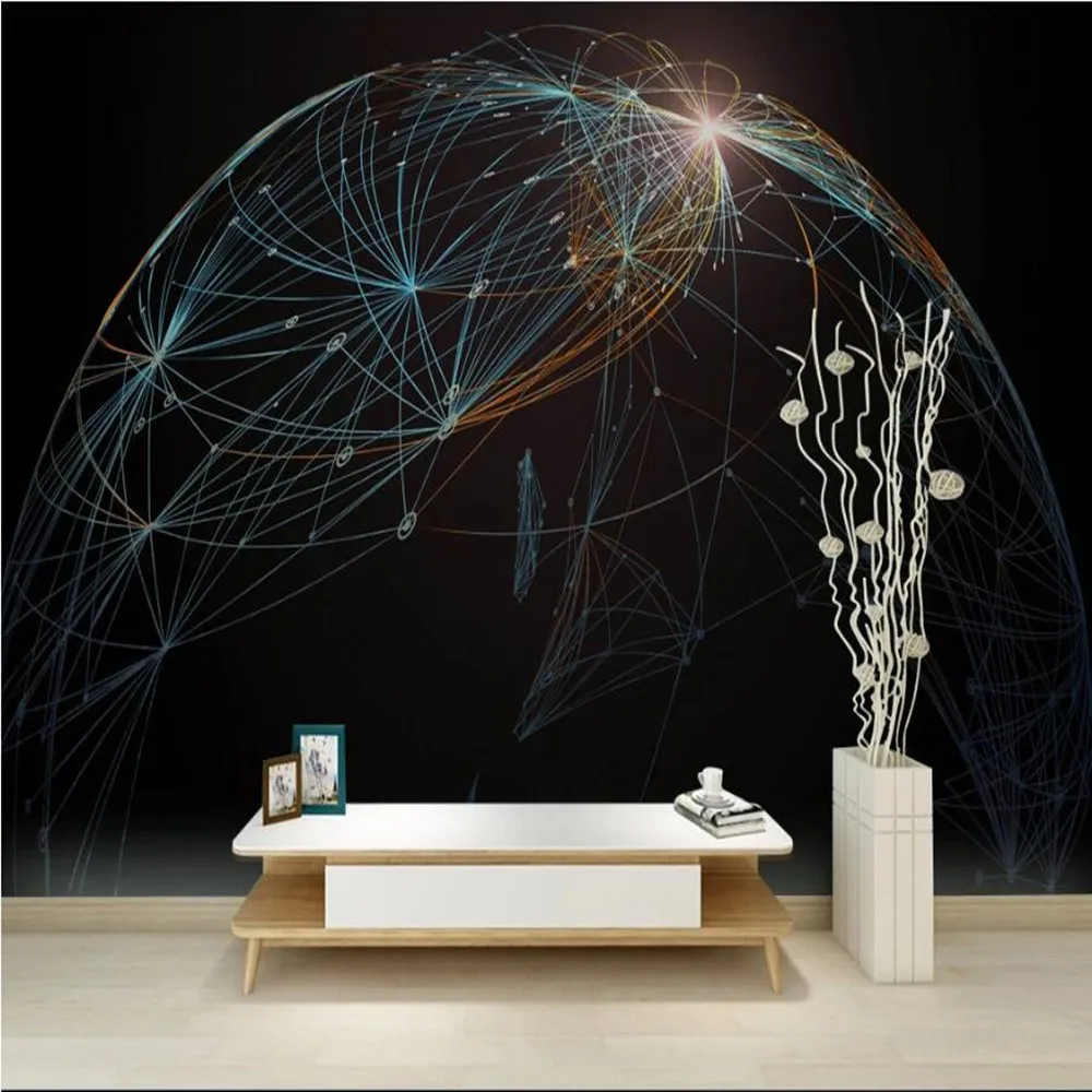 

mi'lo'fi custom large wallpaper mural 3d simple black and white striped line wave large background wallpaper mural