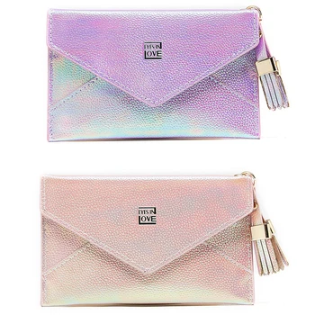 

EYES in LOVE Fashion Envelope Tassel Wome Card Holders Brand Designer Card Wallet Female Coin Purse Glitter Colorful Ladies Card