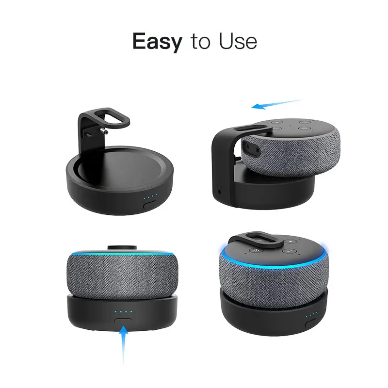Najtaniej GGMM Echo Dot stacja ładowania przenośny akumulator podstawa dla 3nd generacji przenośny 20W 360 stopni ulepszony dźwięk (Dot nie wliczone)