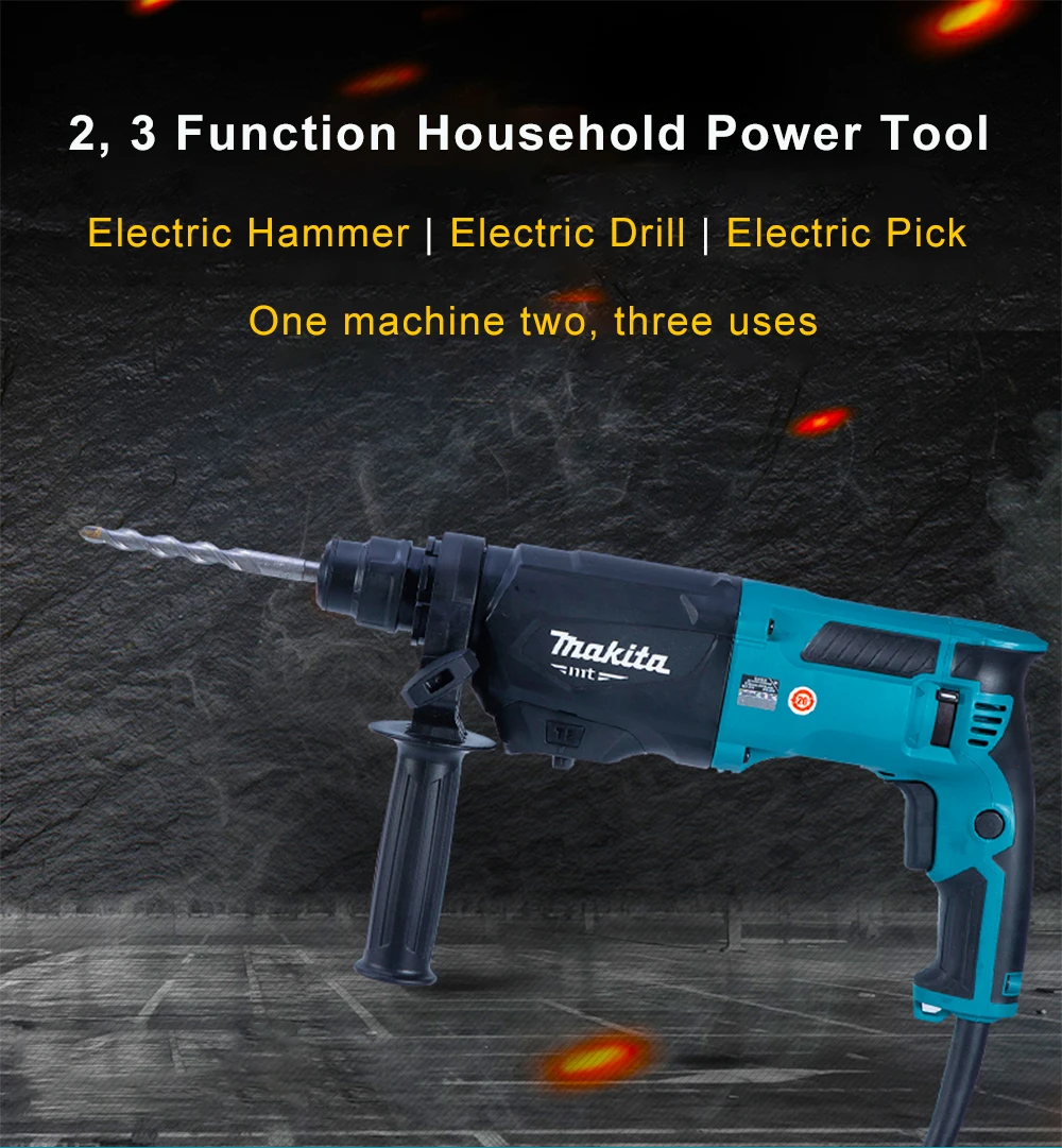 Makita M8701B Электрический комбинированный молоток палочки дрель три функции Бытовая 26 мм 800 Вт 1200 об/мин 4500ipm бетонная Ударная дрель