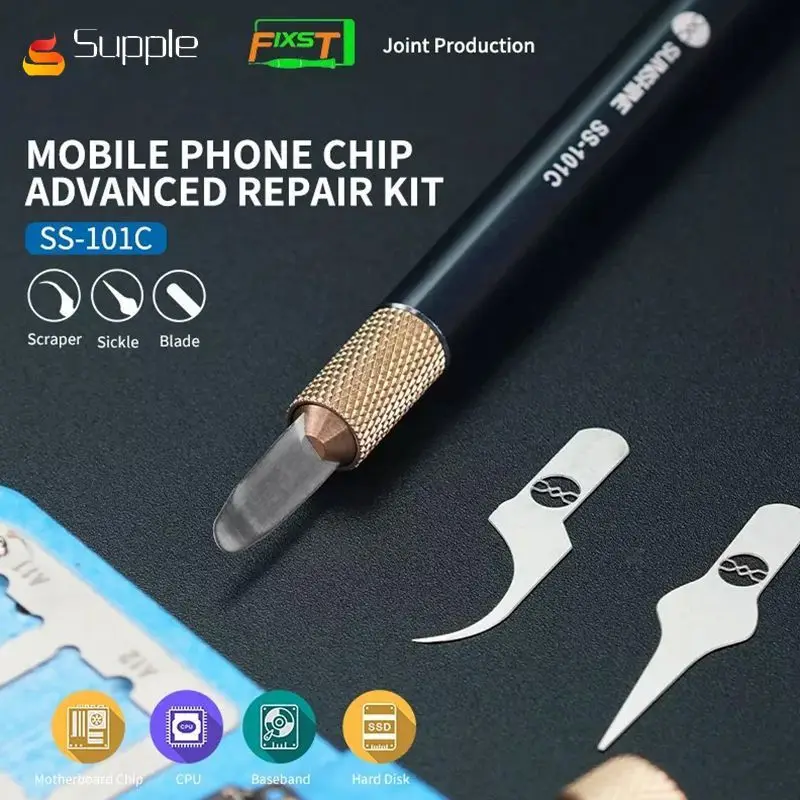 

Sunshine SS-101C Repairs Disassemble NAND IC CHIP Knife Handle for IPhone x 8 7 Motherboard Warping Knife Shovel Glue
