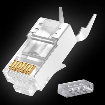 

50pcs RJ45 Connector Cat6a Cat7 RJ45 plug shielded FTP 8P8C Network Crimp Connectors