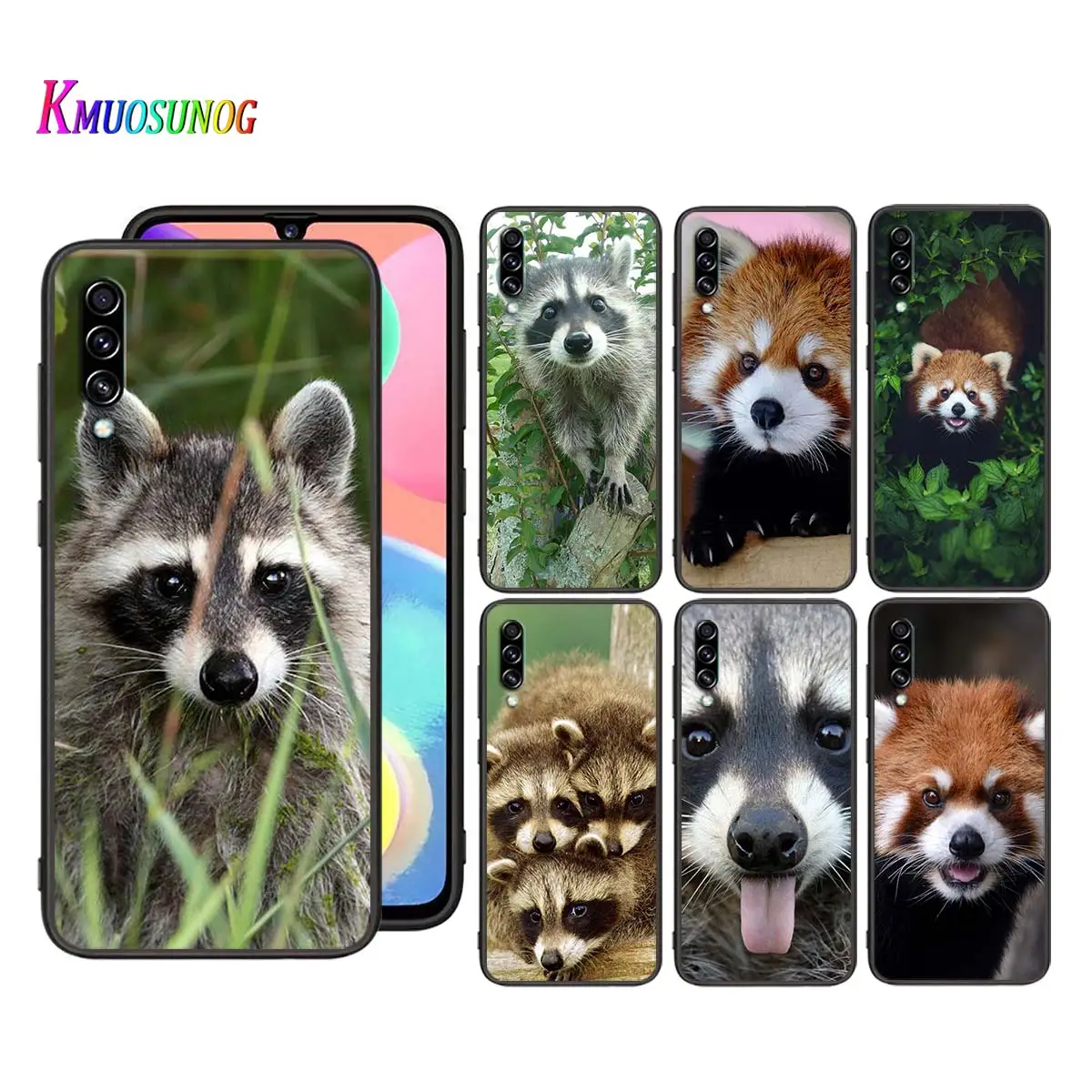 Чехол для телефона Samsung Galaxy A90 черная панда с енотом A80 A70S A70 A60 A50S A40 A30 A20E A20 A20S A10S
