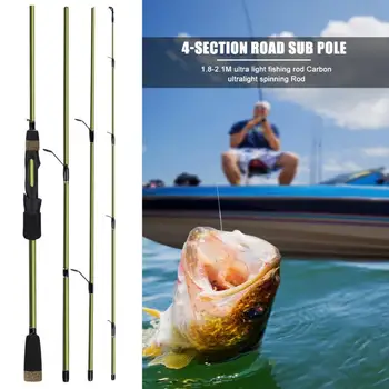 

Spinning Fishing Rod Portable Insertion Medium Power 4 Section Imitation Wooden Handle Carbon Pole Angling Tackles