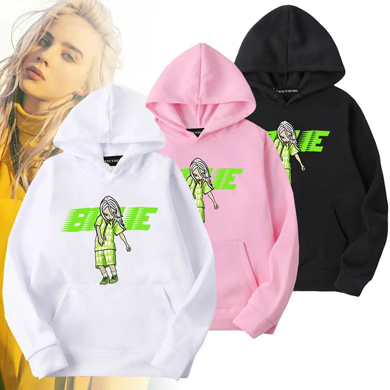 Billie Eilish, модные толстовки с капюшоном больших размеров, свитшоты, повседневные мужские и женские пуловеры с капюшоном, спортивная одежда в стиле хип-хоп Billie Eilish