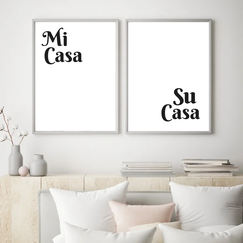 

Wall Art Canvas Painting Mi Casa Su Casa Spanish Quotes Posters and Prints Guest Room Decor Welcoming Pictures Home Decoration