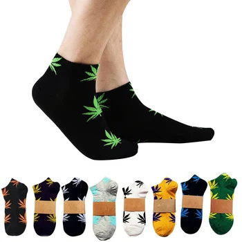 

1 Pair Leaf Socks Skateboard Hemp Leaves In The Tube Cotton Skateboard Hemp Leaves Trend Korean Street Sports Socks Men & Women