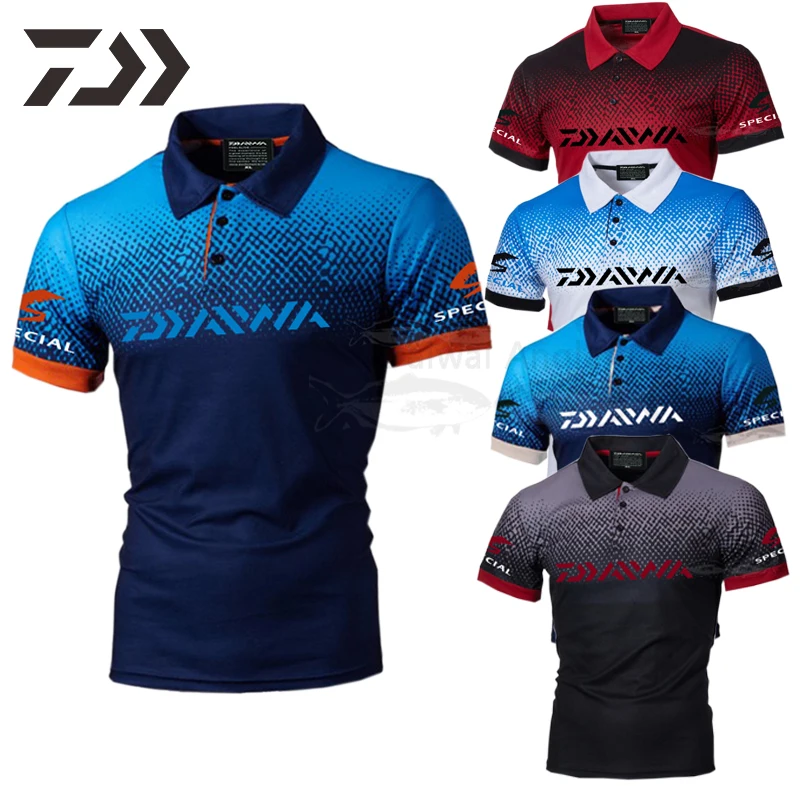

Daiwa Clothing fishing t shirts men Patchwork polo Short sleeve fishing shirt Cotton Summer Breathable fishing clothes outdoor