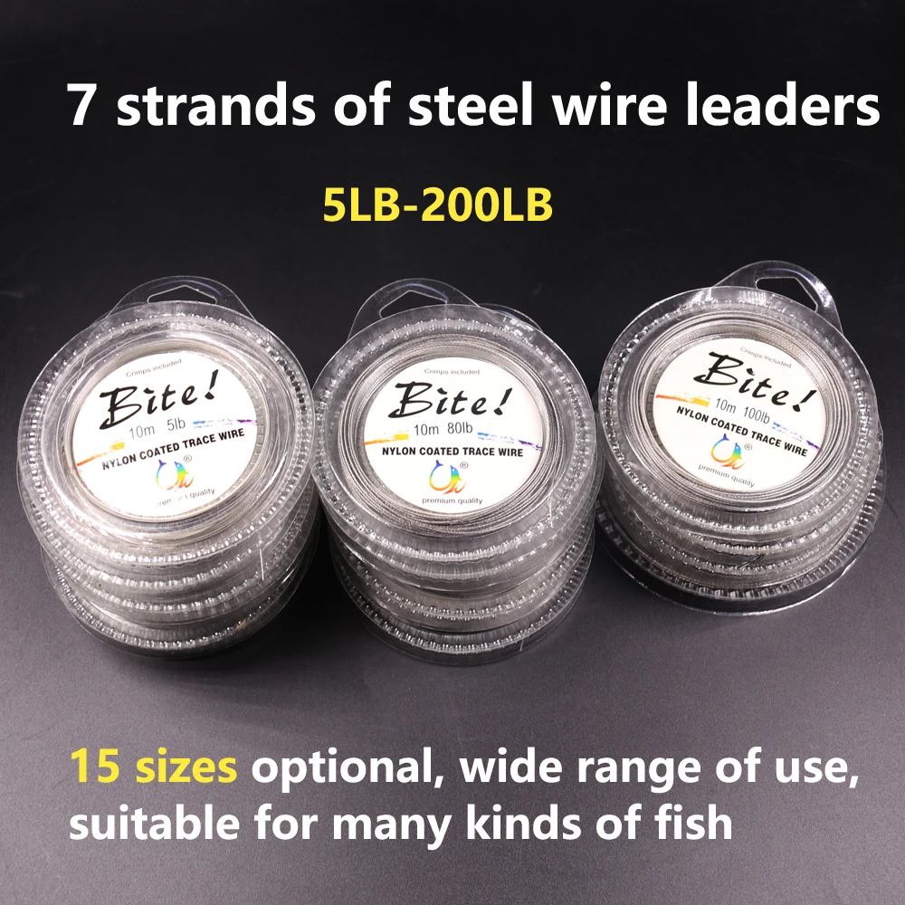 10m Fishing Leader Line Stainless Steel Coating Jigging Leader Wire , 70LBS