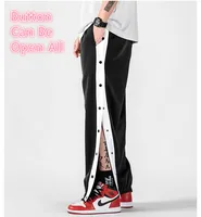 Men Basketball Pants Side Striped Button Easy To Wear Mens Casual Pant Loose Sweatpants 2