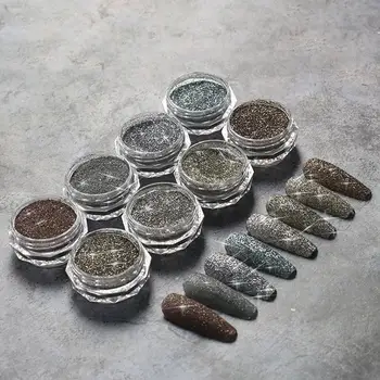

8colors/set Nail Glitter Powder Kit Drilling Powder Nail Polish Sequins Nail Diamond Flash Kit Holographic Nail Art