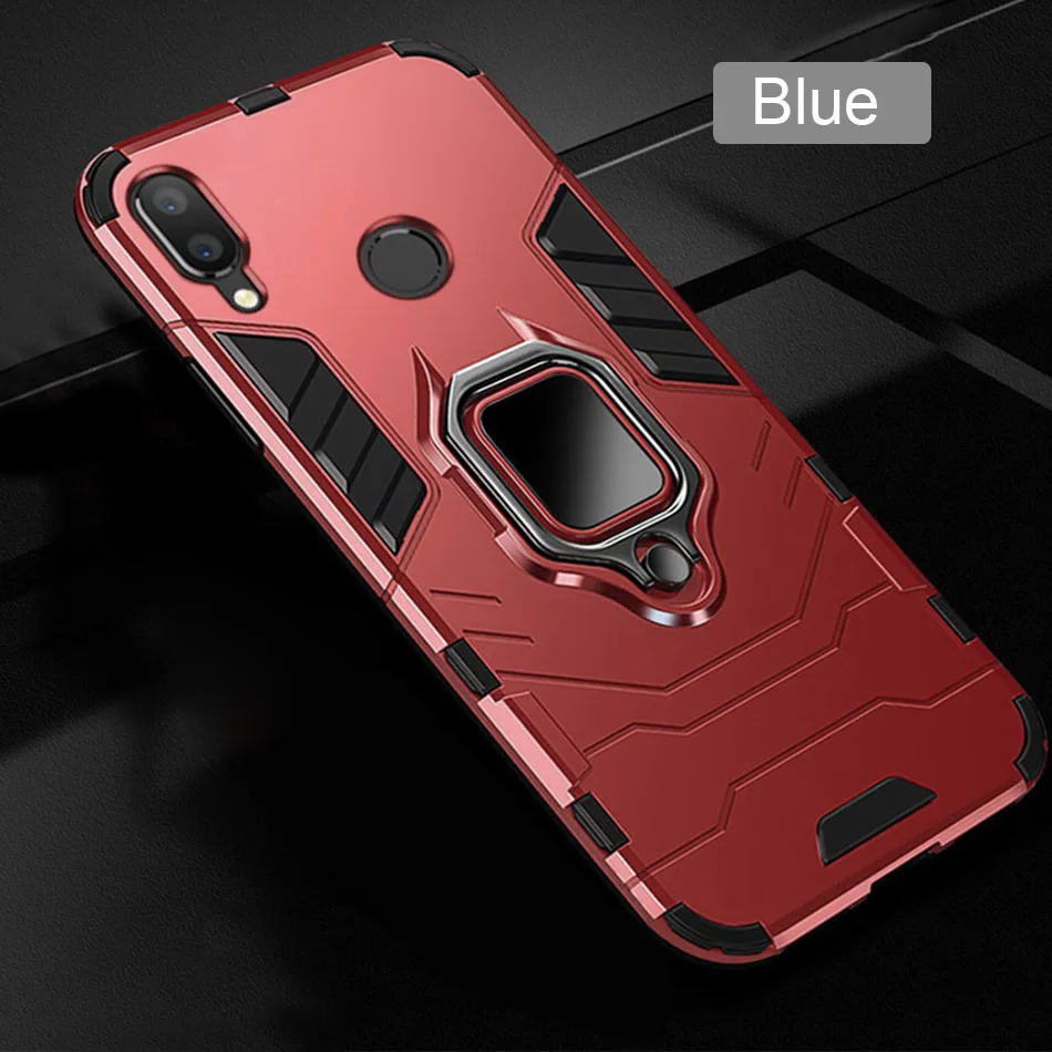 Роскошный бронированный металлический чехол для телефона с магнитным кольцом для Xiaomi Redmi Note 8 7 6 5 K20 Pro 5 Plus 6 7A 8A противоударный силиконовый чехол-накладка - Цвет: Red