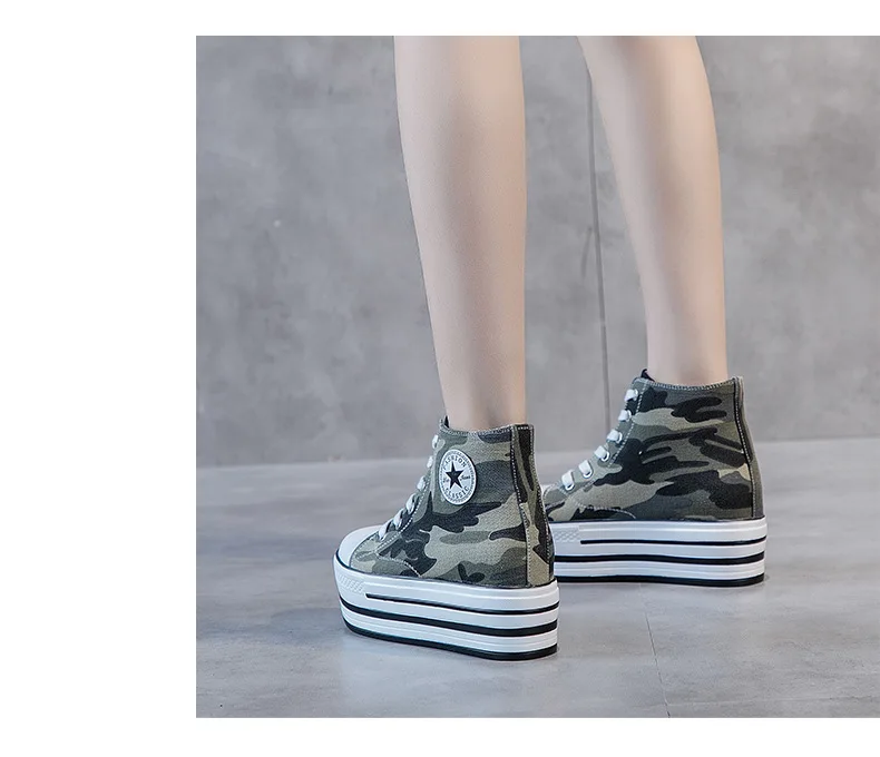 Female heightening shoes platform sports shoes comfortable Camouflage shoes women's shoes breathable shoes women J3-86
