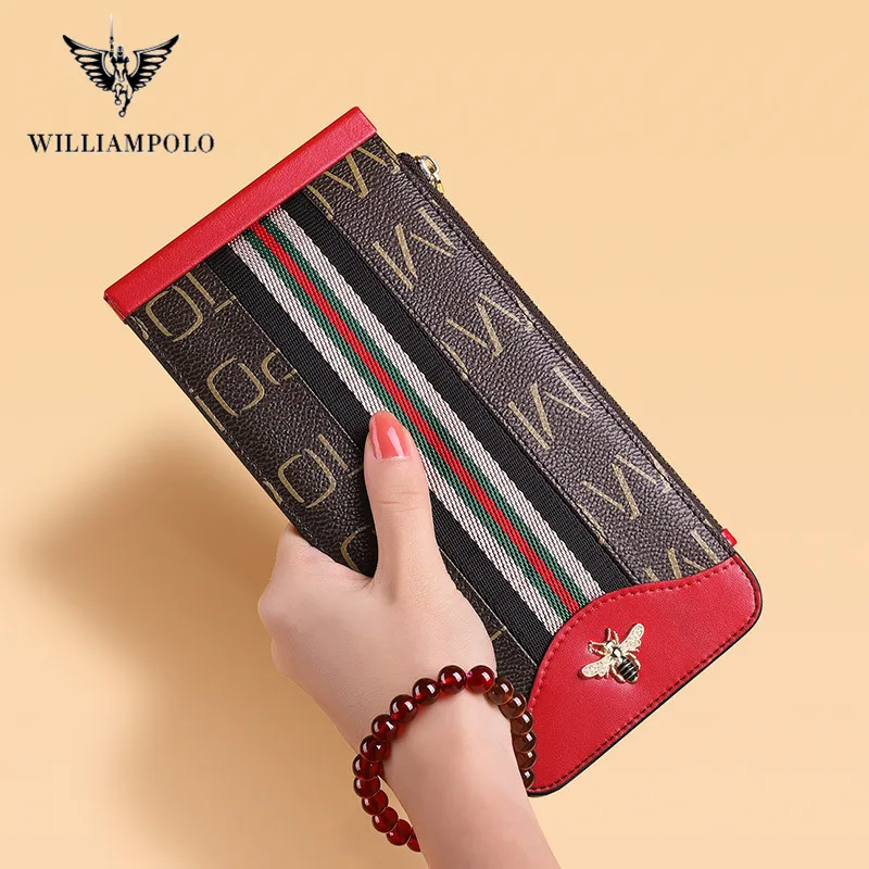 

WILLIAMPOLO Women Wallets Zipper Phone Purse Card Holder Patchwork Clutch Wallets Women Wallet With Coin Purse