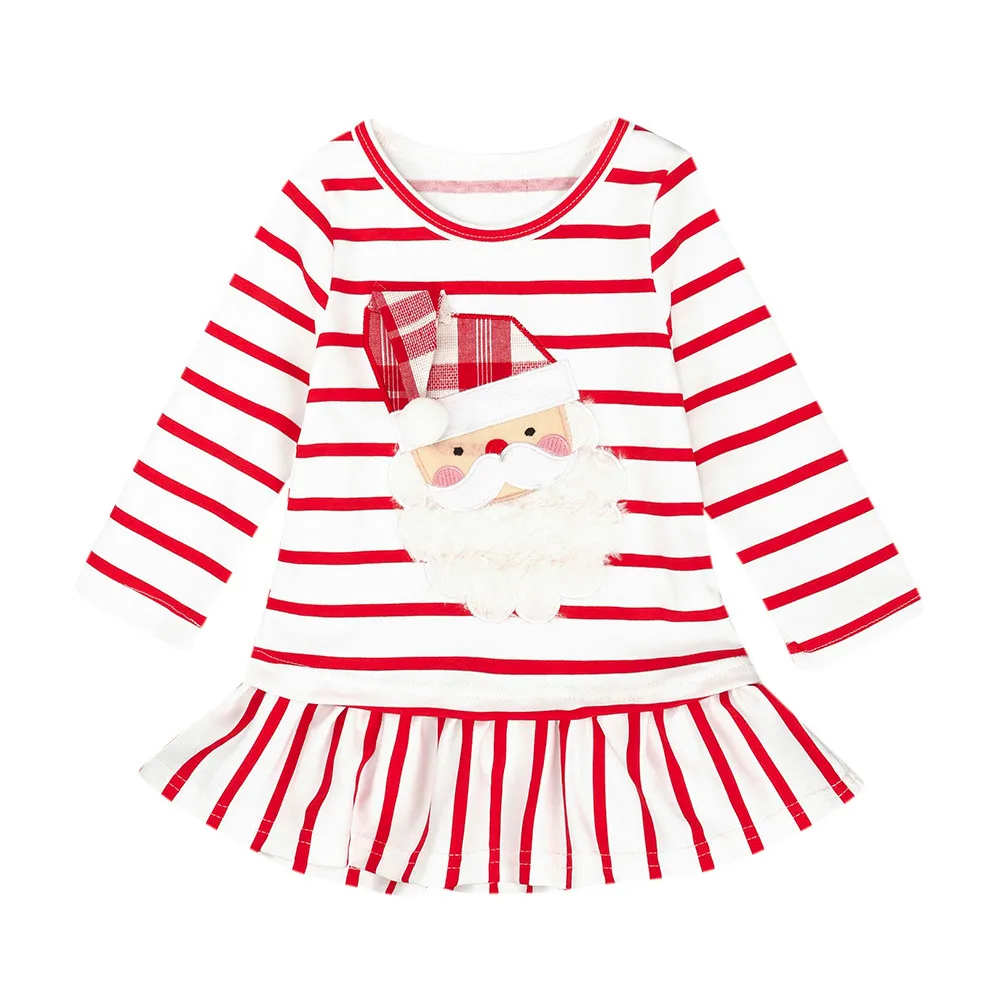 

Toddler Kids Baby Girls Striped Princess Dress Christmas Outfits Clothes kids dresses for girls christmas dress vestido menina