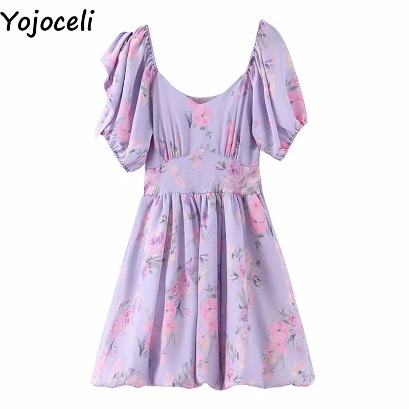 Yojoceli, сексуальное короткое платье с открытыми плечами, с цветочным рисунком, вечерние, для пляжа, повседневное, женское платье, летнее, Пляжное, элегантное, короткое платье для женщин, vestidos
