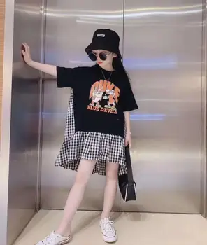 

2020 Korea style girls ruffles patchwork dress fashion summer girls dresses 2-7 years F211