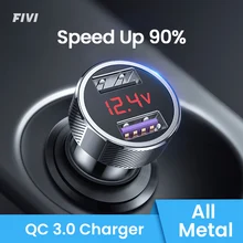 FIVI auto ladegerät für handy Schnelle ladegerät QC 3,0 Digital LED Spannung Display usb ladegerät für samsung xiaomi iphone huawei(China)