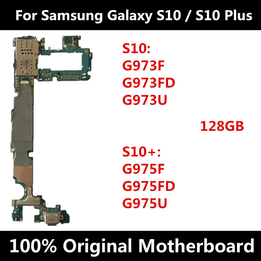 Разблокировка материнской платы для samsung Galaxy S10/S10 Plus материнская плата G975F G975FD G975U G973F G973FD G973U с полным чипом материнская плата