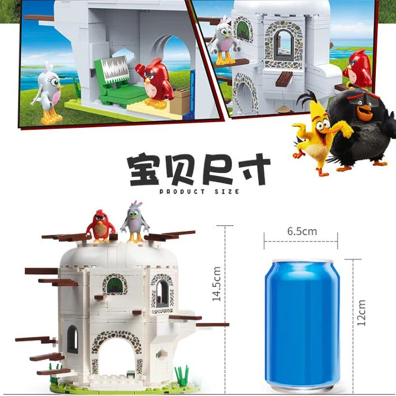 Цена Новая игра с героями мультфильмов птицы 2 король свинья трюк угощение Leonard замок дом строительные блоки наборы Кирпичи Модель Дети наборы иг...