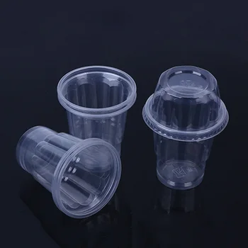 

100 Set 250ml Transparent Disposable Cup Dessert Cups Ice Cream Container with Lid for Food Cream Milk Shake (Without Scoop)