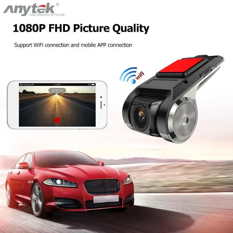 Anytek X28 Lens Dashcam Car DVR Camera Rotatable Lens WiFi ADAS 150 Full HD 1080P Dashboard Camera Recorder+16GB TF Card