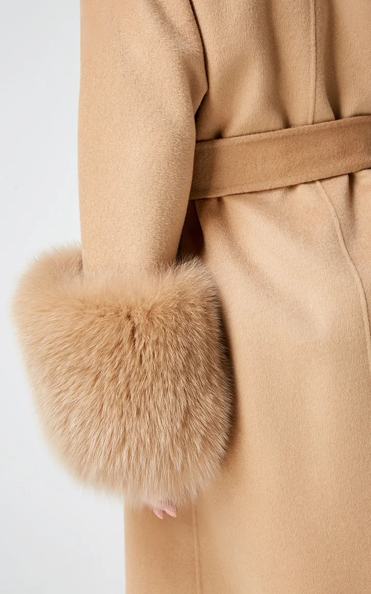 Vero Moda CoutureMade Женская шерсть лисий мех на шнуровке шерстяное пальто | 318427526