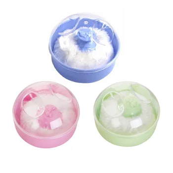 

3pcs Infant Powder Puff Box Powder Puff Round with Storage Box Baby Health Baby Puff Box (Random Color)