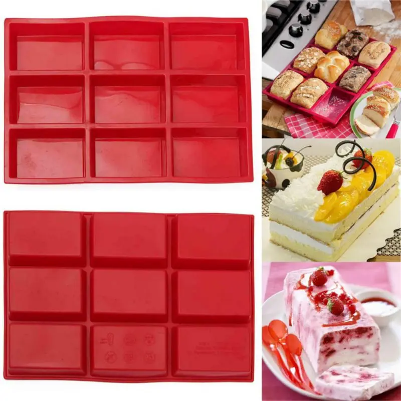 Tools Silicone Cake Mold Silicone 9 Holes Bread Tray Mold Chocolate Cake Mold Dough Pastry Shaper DIY Bakery Baking