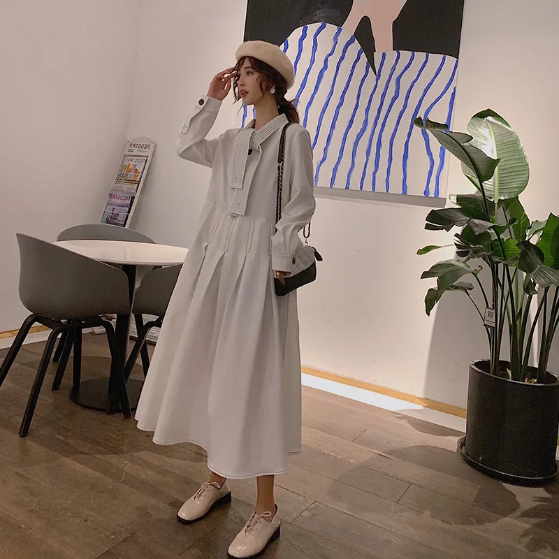 

Photo Shoot Dress Female Autumn 2019 New Style Korean-style Mid-length over-the-Knee Waist Hugging Slimming Elegant Platycodon G