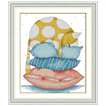 

The fat cat painting counted printed on the canvas 11CT 14CT DIY kit Cross Stitch embroidery needlework Sets home decor