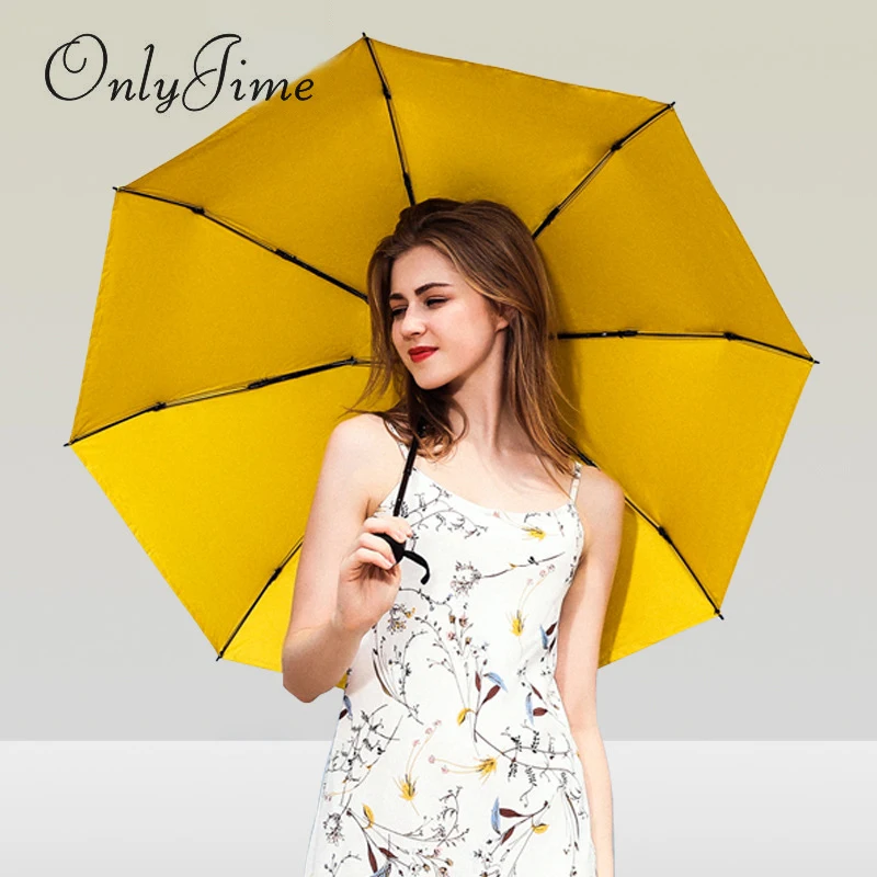 

Only Jime Solid Color Black Coating Umbrella Female Rain and Sun Dual-use Folding Small Fresh Sun Protection Anti-UV Umbrella