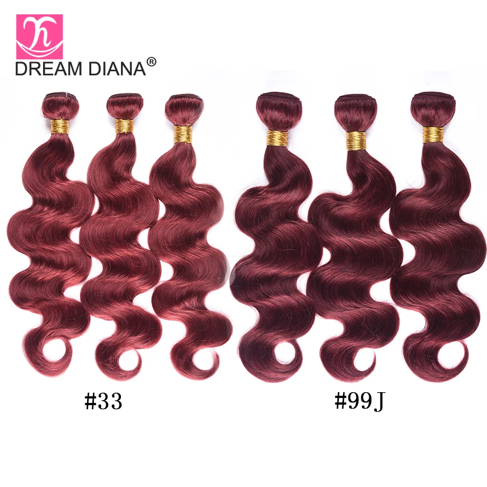 DreamDiana предварительно окрашенные Человеческие волосы Remy пряди цветные объемная