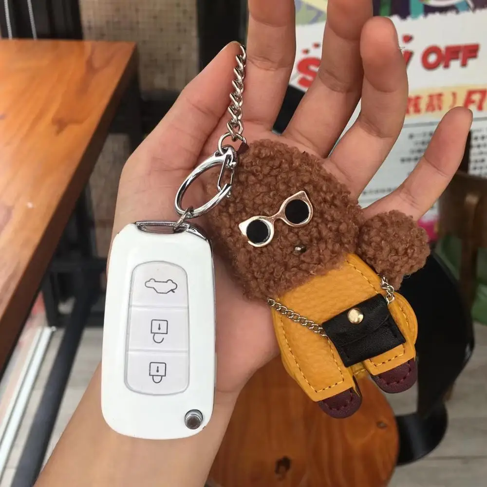Новинка 2019 Модный милый брелок для ключей Тедди модный с хлопковым наполнителем