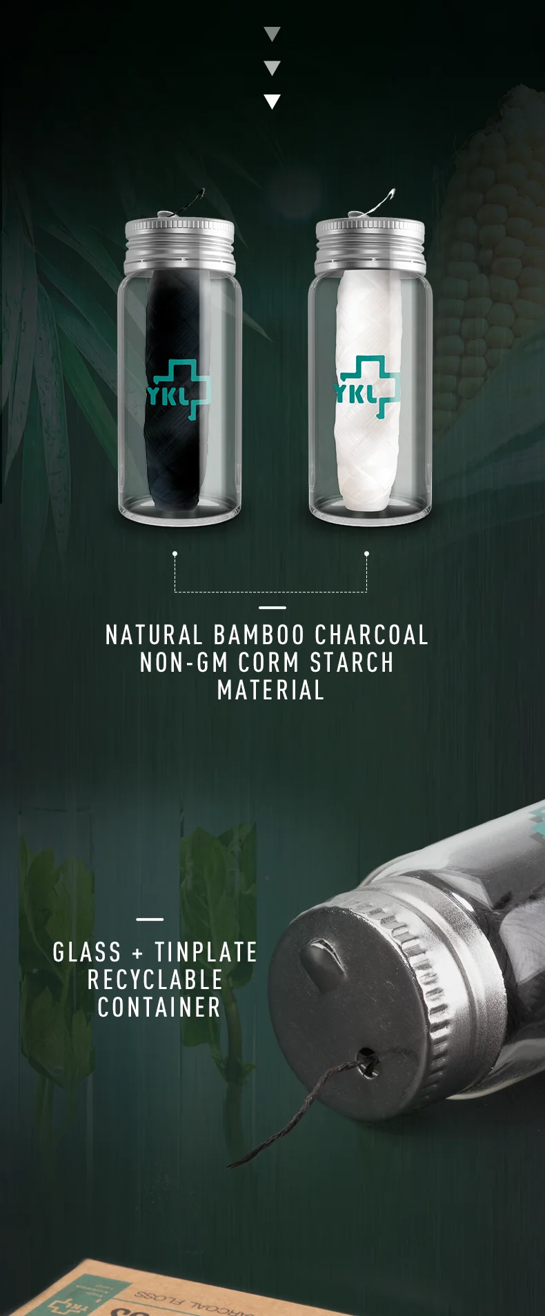 EcoFriendly Bamboo Dental Floss with Recyclable Bottle Dispenser