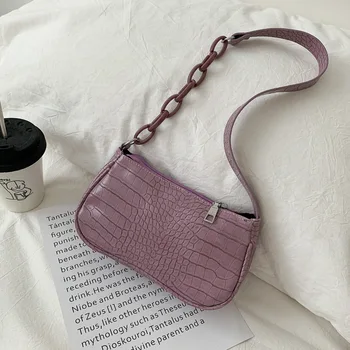 

Spring and Summer Bags Female 2020 New Style Fashion Versitile Fashion Crocodile Pattern Baguette Bag France Non-mainstream Shou