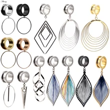 Alisouy 2 шт 6-25 мм серьги из нержавеющей стали пробки и туннели Висячие пирсинг уха расширительные уши растянутые туннели для пирсинга ювелирные изделия для тела